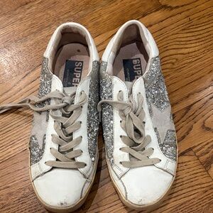 Golden Goose Women's Sneakers - White and Silver Glitter